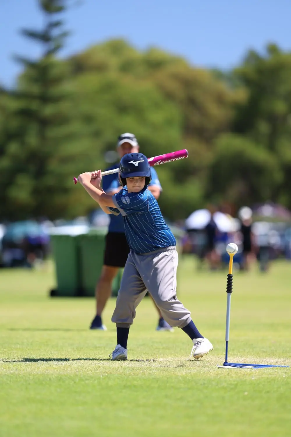 Melville Mariners player batting from a tee